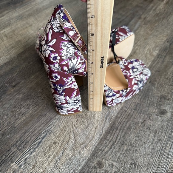 Express platform square toe floral sandal block heel size 10 - Picture 8 of 13